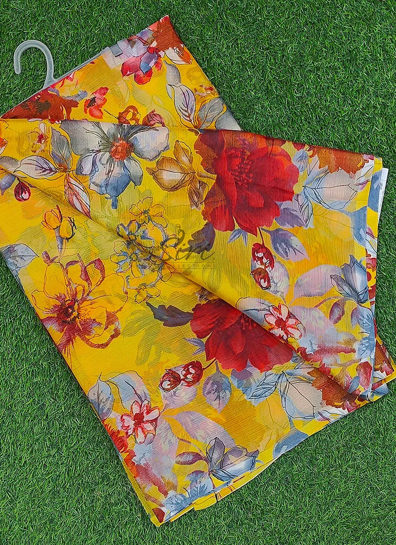 Exclusive Garden Vareli Printed Floral Nara Chiffon Saree
