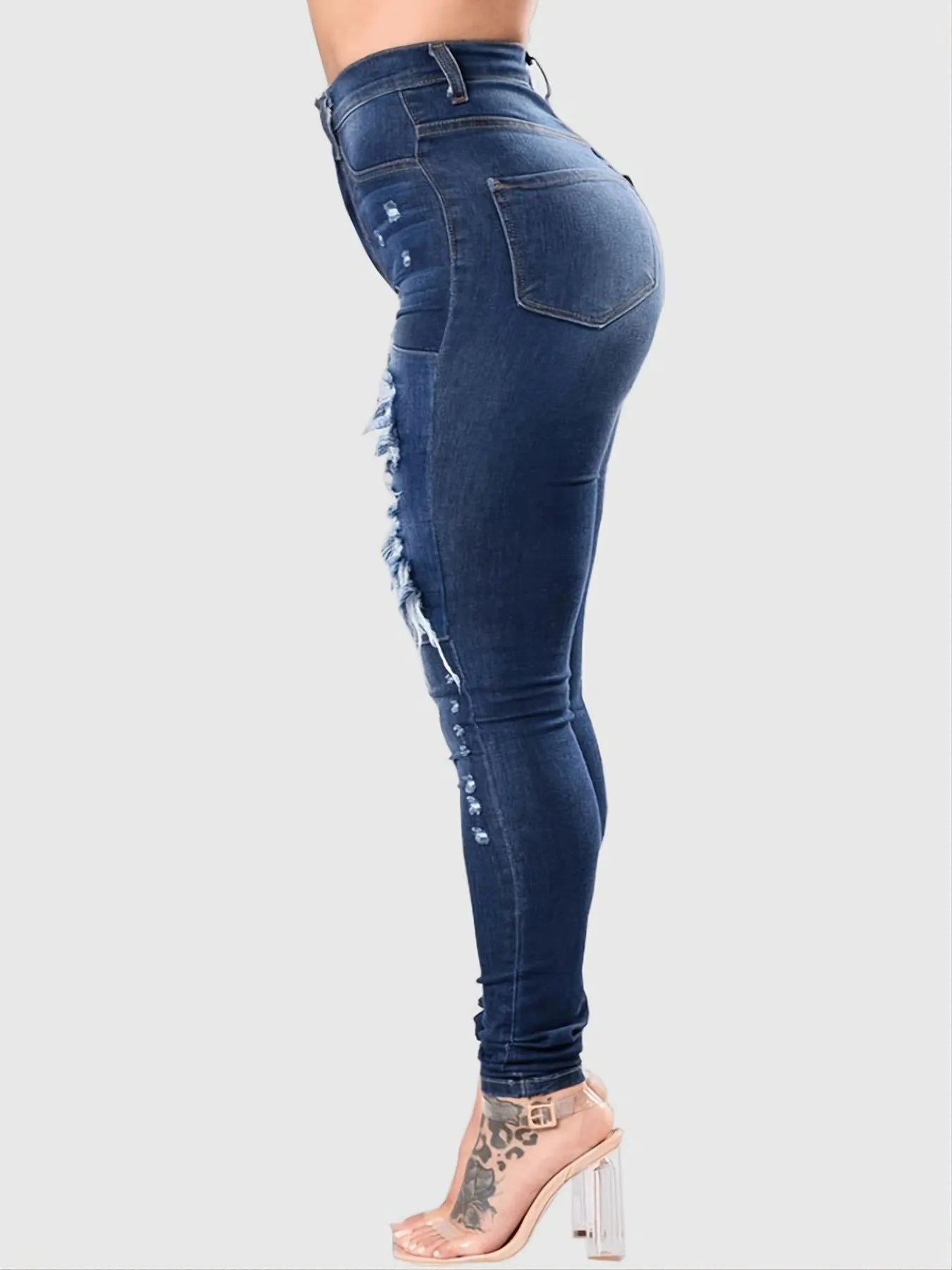 Fashion Micro-Stretch Ripped Stretch Denim Small Foot Pants Wholesale Jeans