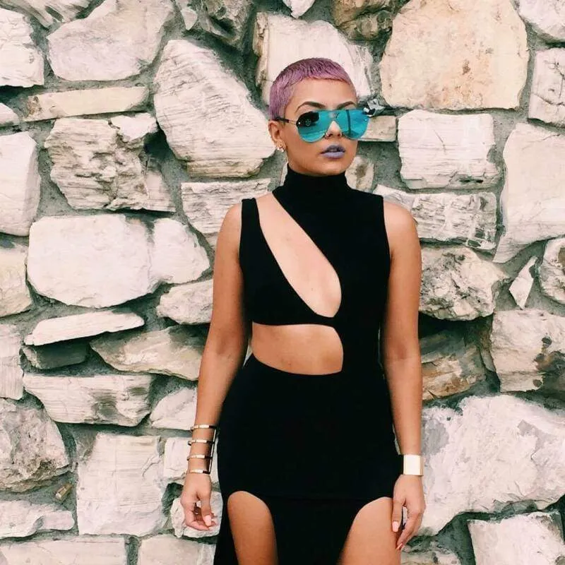 FashionSierra - New Women Summer Bandage Hollow Out Dress High Waist Solid Black Ladies Split Party Dress Club Wear