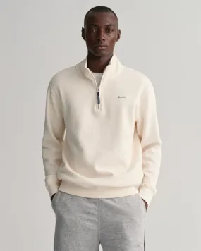 Gant Apparel Mens WAFFLE TEXTURE HALF ZIP 130/CREAM