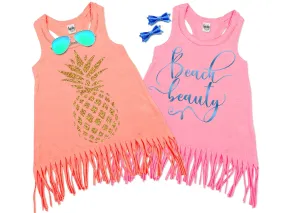 Girl's Summer Dress - Pineapple and Beach Beauty