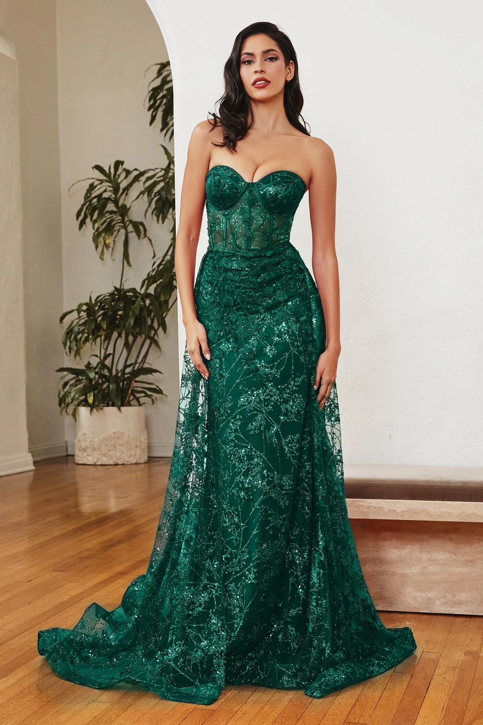 GLITTER FITTED GOWN AND OVERSKIRT CDCB046