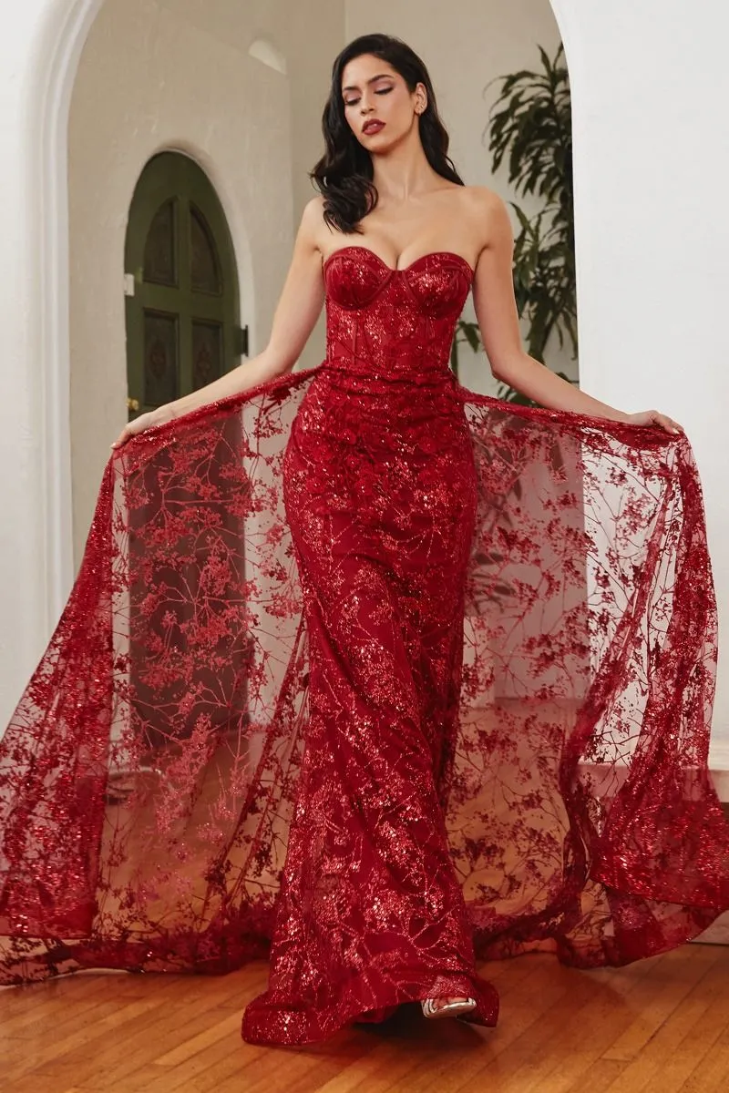 GLITTER FITTED GOWN AND OVERSKIRT CDCB046