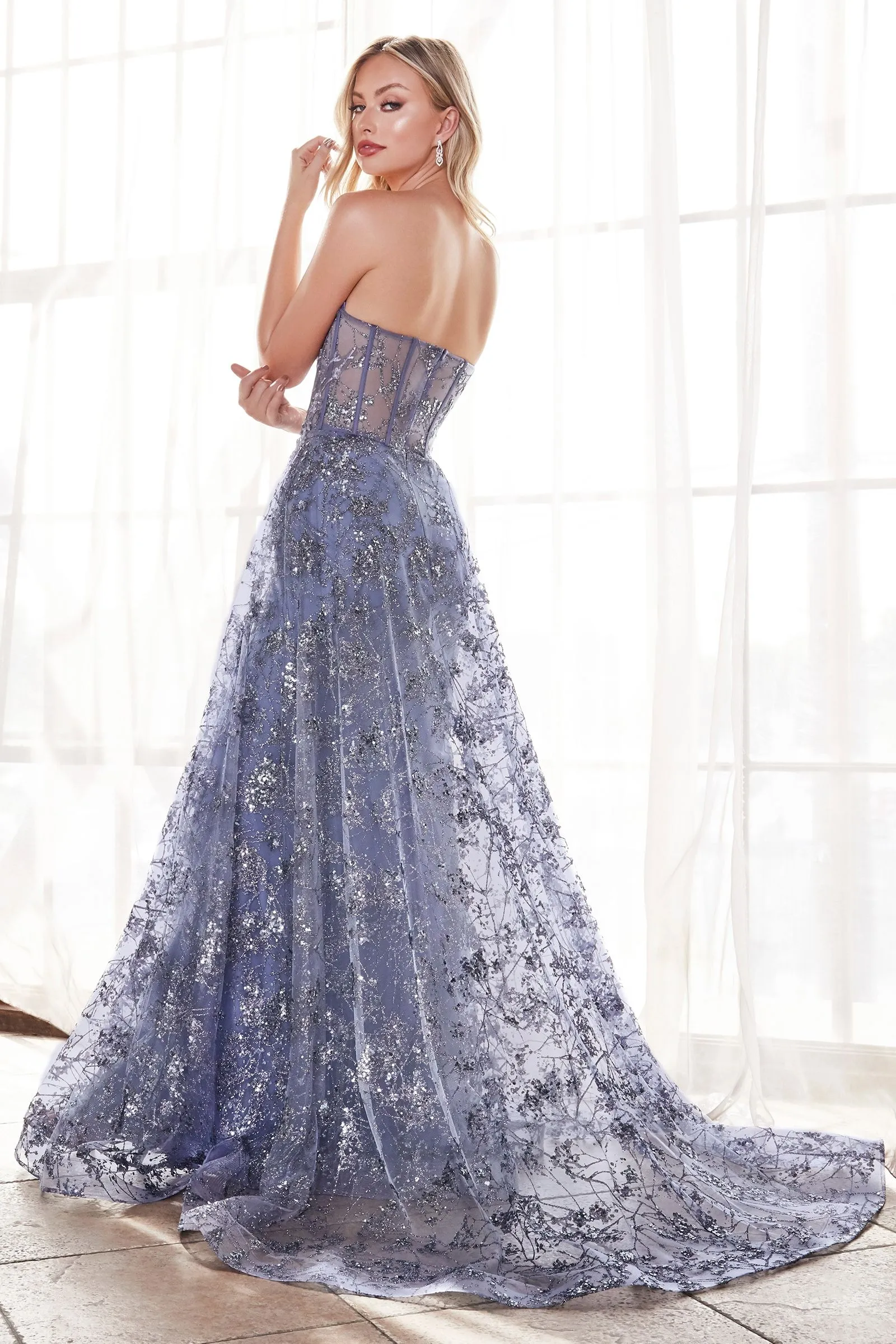 GLITTER FITTED GOWN AND OVERSKIRT CDCB046