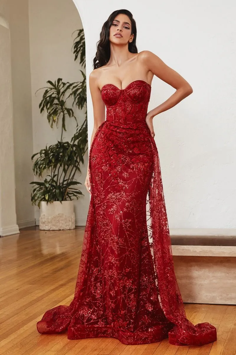 GLITTER FITTED GOWN AND OVERSKIRT CDCB046