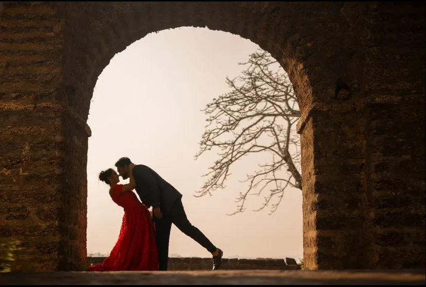 Grand Red Floral Pre Wedding Gown