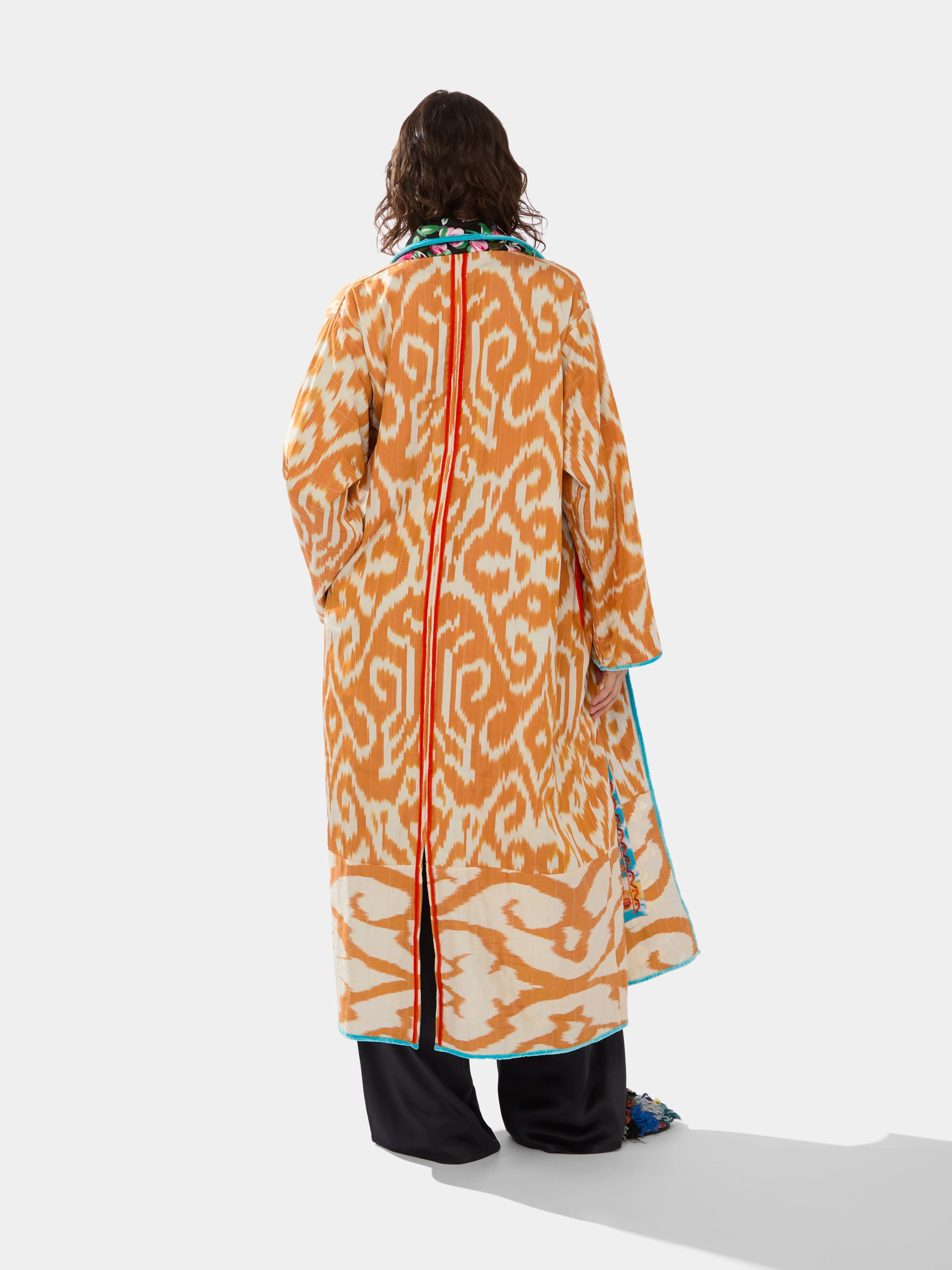 Hand-Loomed Katazome Cotton Reversible Robe | One Size