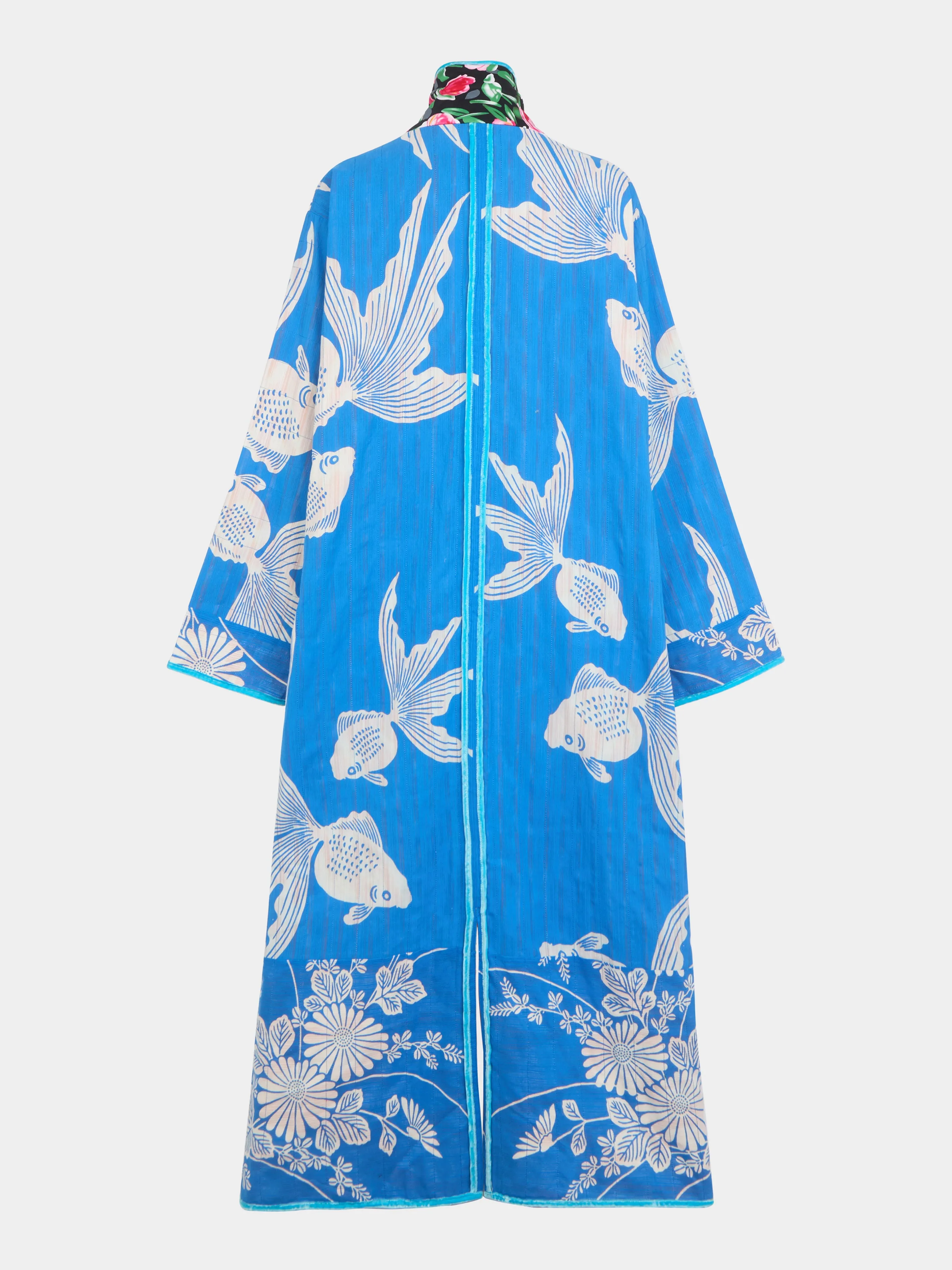 Hand-Loomed Katazome Cotton Reversible Robe | One Size