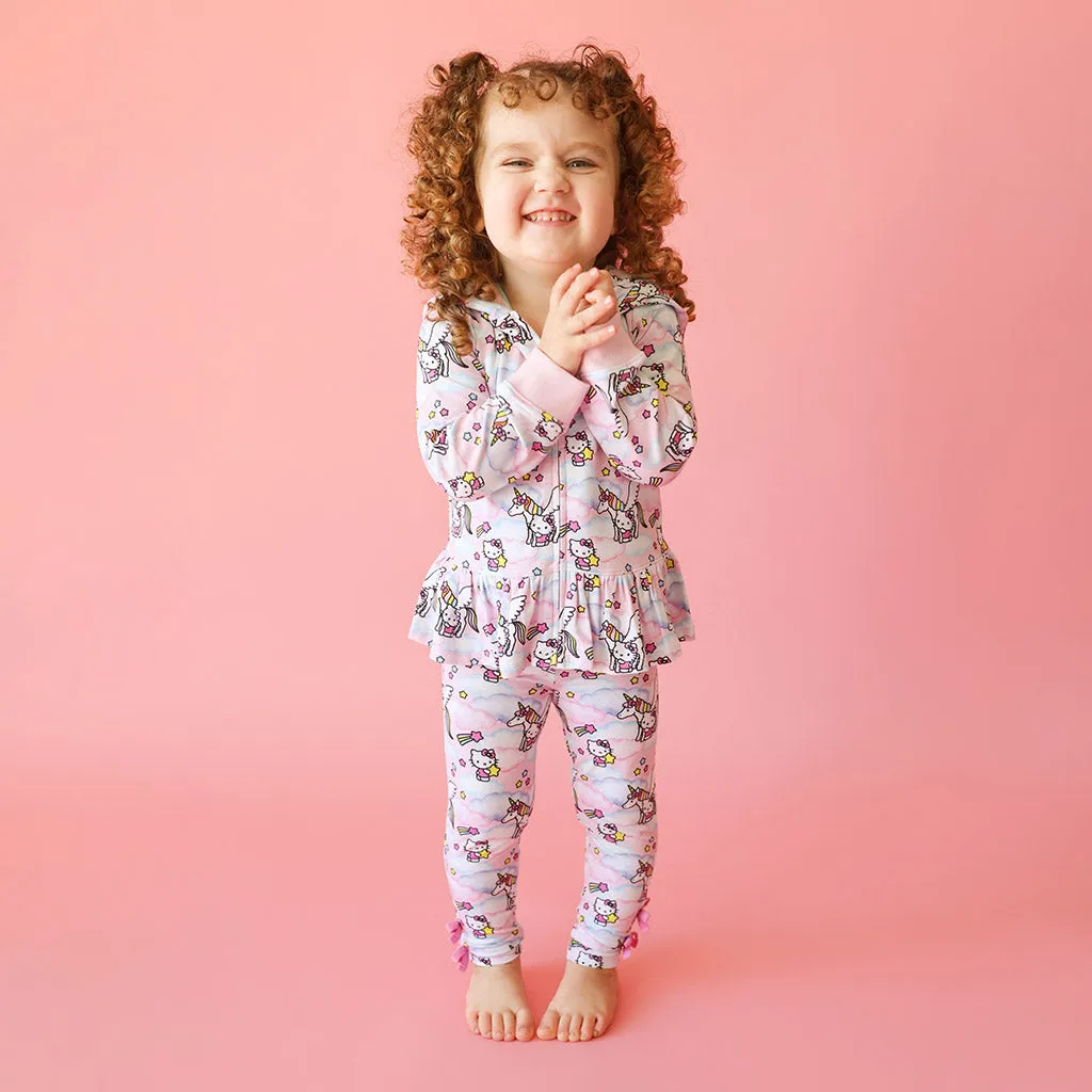 Hello Unicorn French Terry Ruffled Zip Hoodie