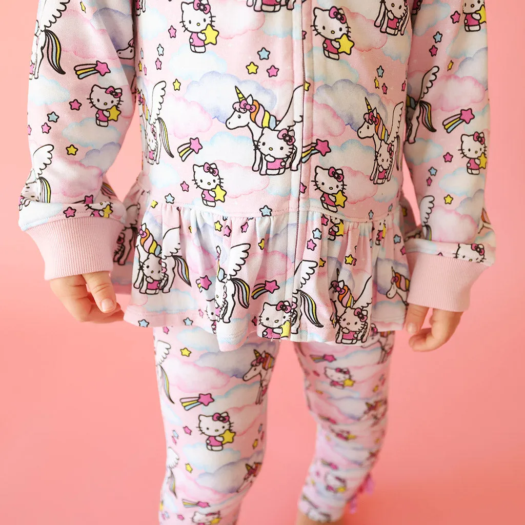 Hello Unicorn French Terry Ruffled Zip Hoodie