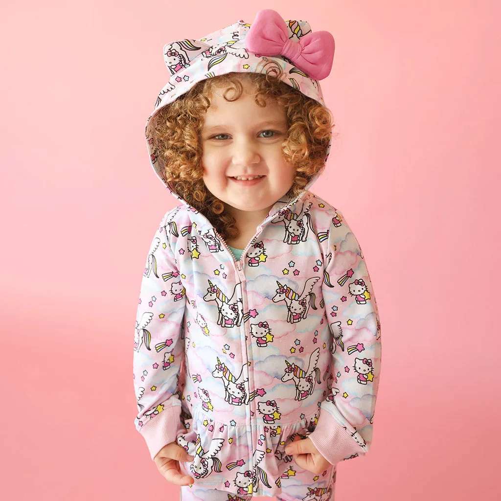 Hello Unicorn French Terry Ruffled Zip Hoodie