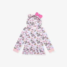 Hello Unicorn French Terry Ruffled Zip Hoodie