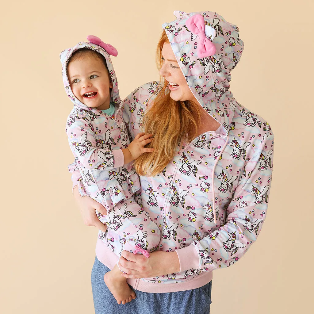 Hello Unicorn French Terry Ruffled Zip Hoodie