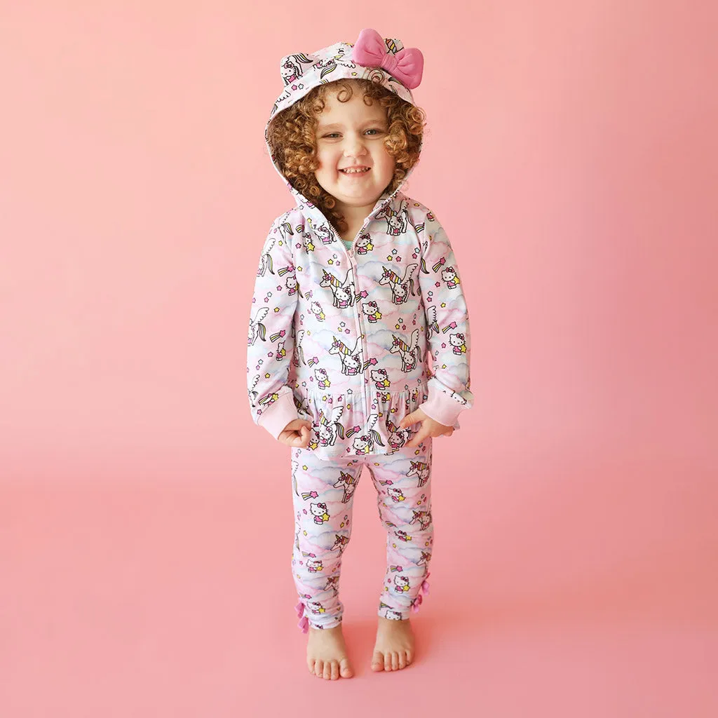 Hello Unicorn French Terry Ruffled Zip Hoodie