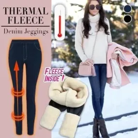 High Waist Stretchy Fleece Lined Denim Jeans Leggings