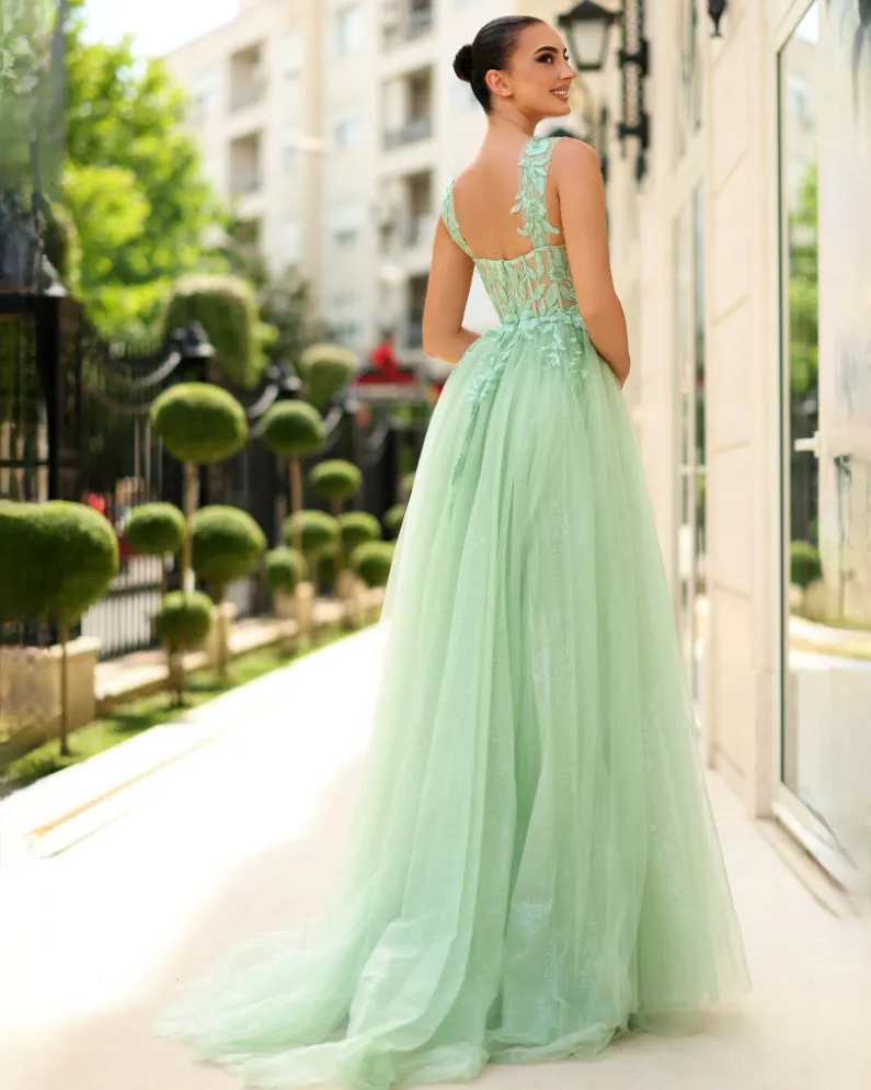 Ingrid Corset Lace Gown - Sage