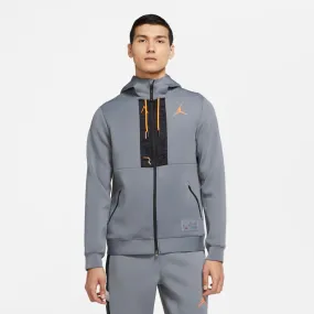 Jordan Air Men’s Fleece Full-Zip Hoodie 'Grey/Orange/Black'