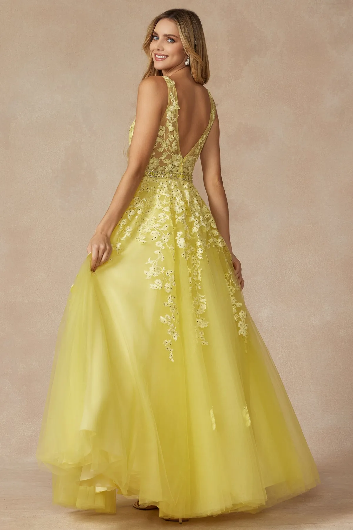 JULIET 224 Floral Appliques Ball Gown