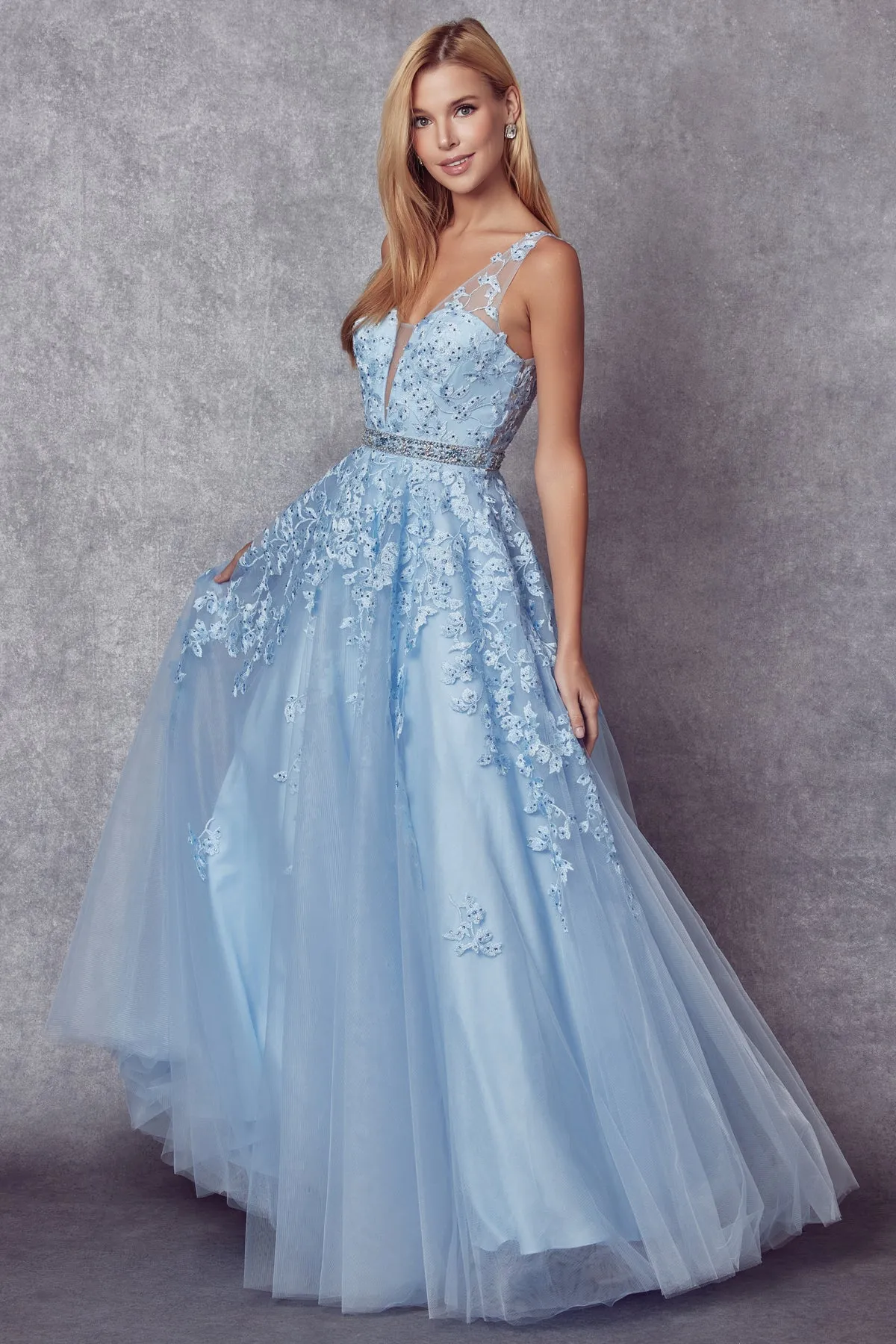 JULIET 224 Floral Appliques Ball Gown
