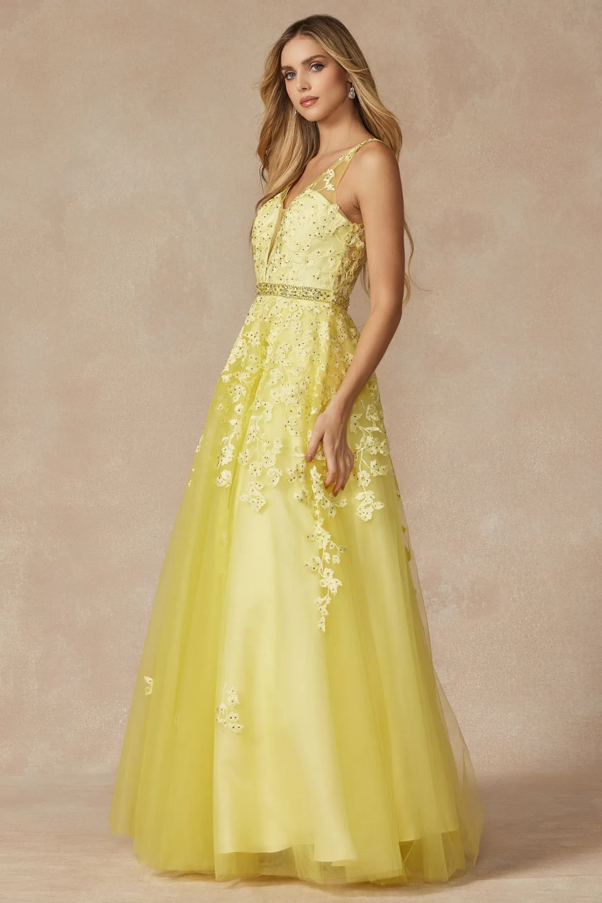 JULIET 224 Floral Appliques Ball Gown