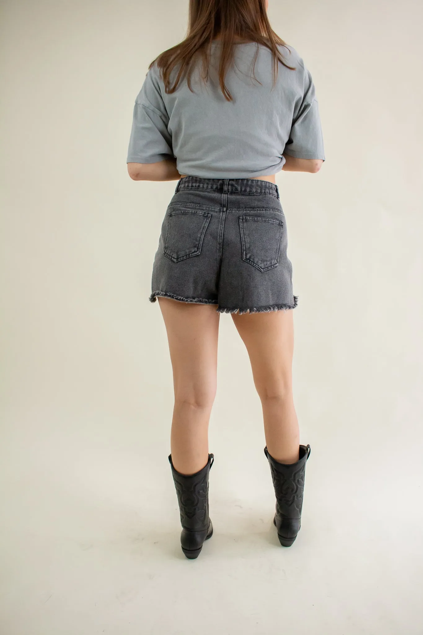 Kita Distressed Denim Shorts Black