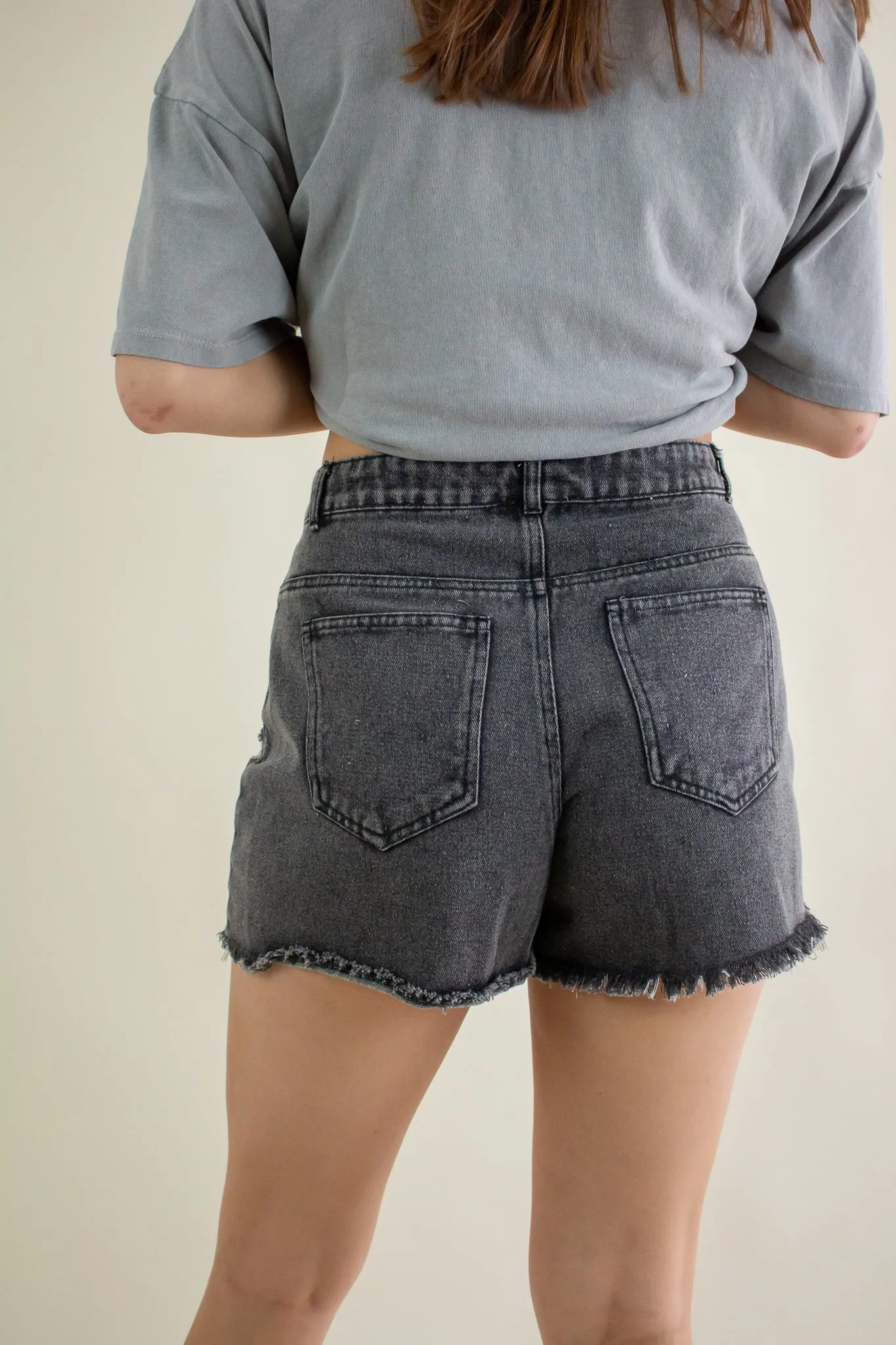 Kita Distressed Denim Shorts Black