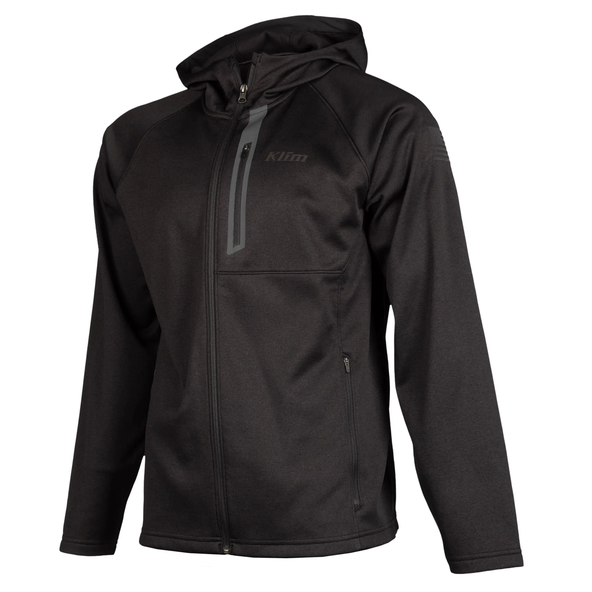 Klim  Alpha Hoodie Base Layer Full Zip Moisture Wicking Fleece Stealth Black