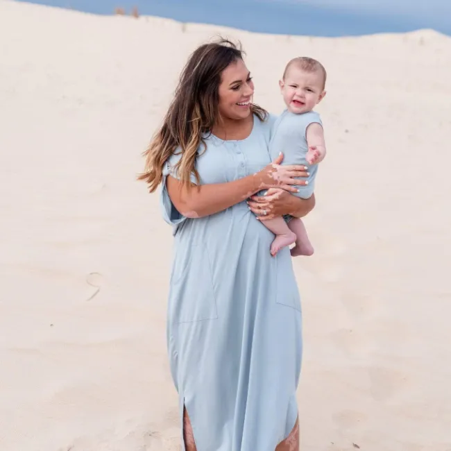 Kyte Mama Lounge Dress in Fog