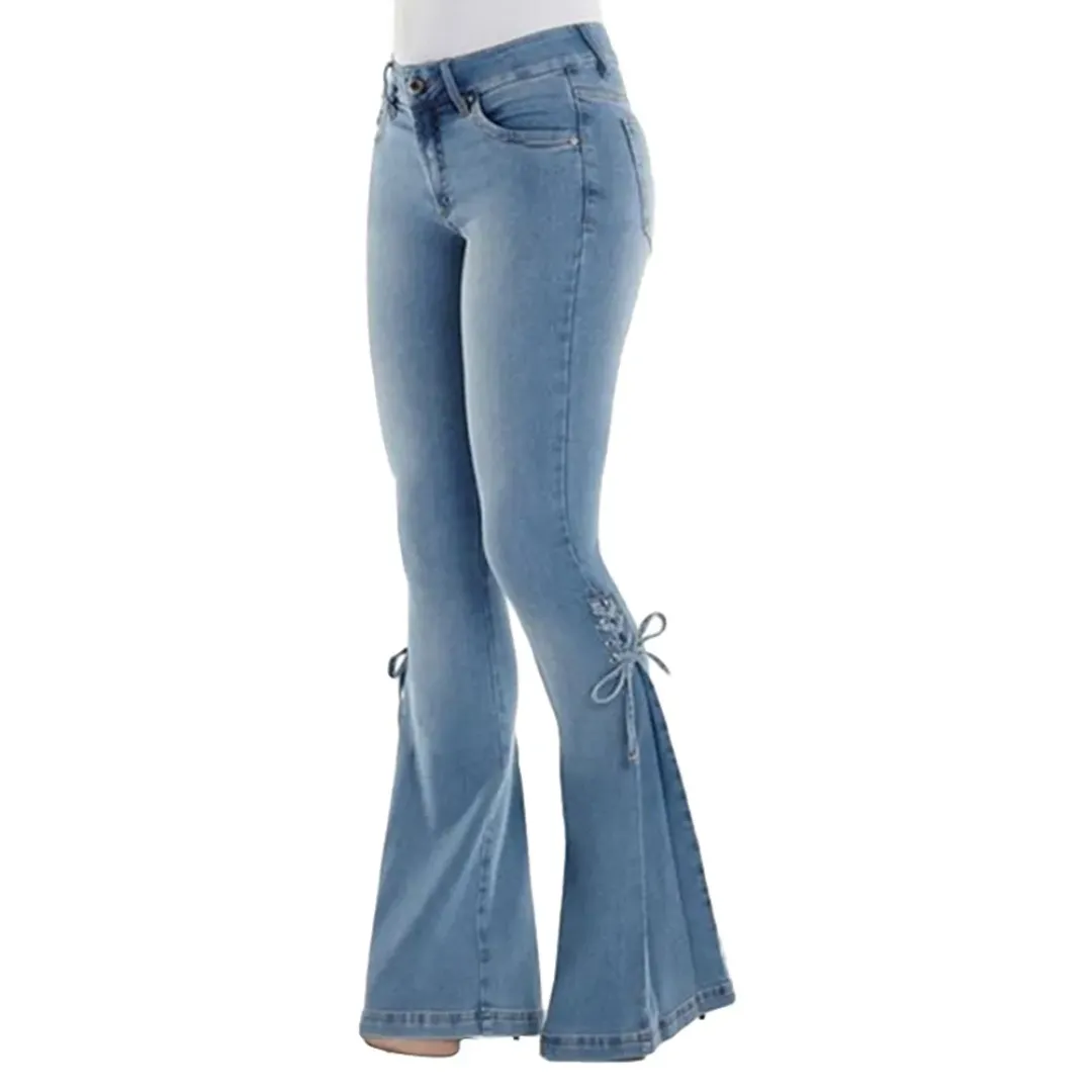 Lace-Up Flare Jeans
