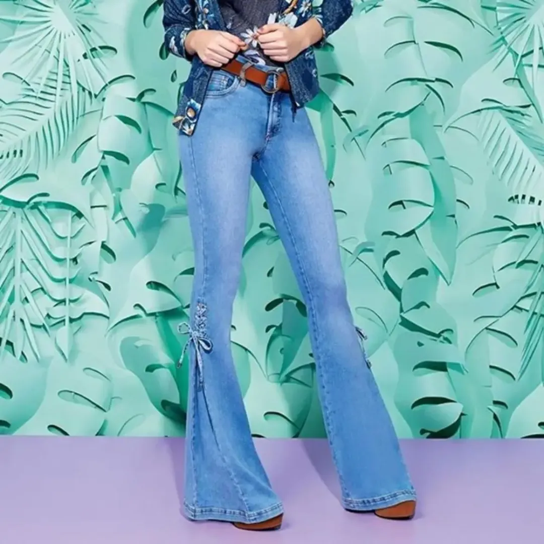 Lace-Up Flare Jeans