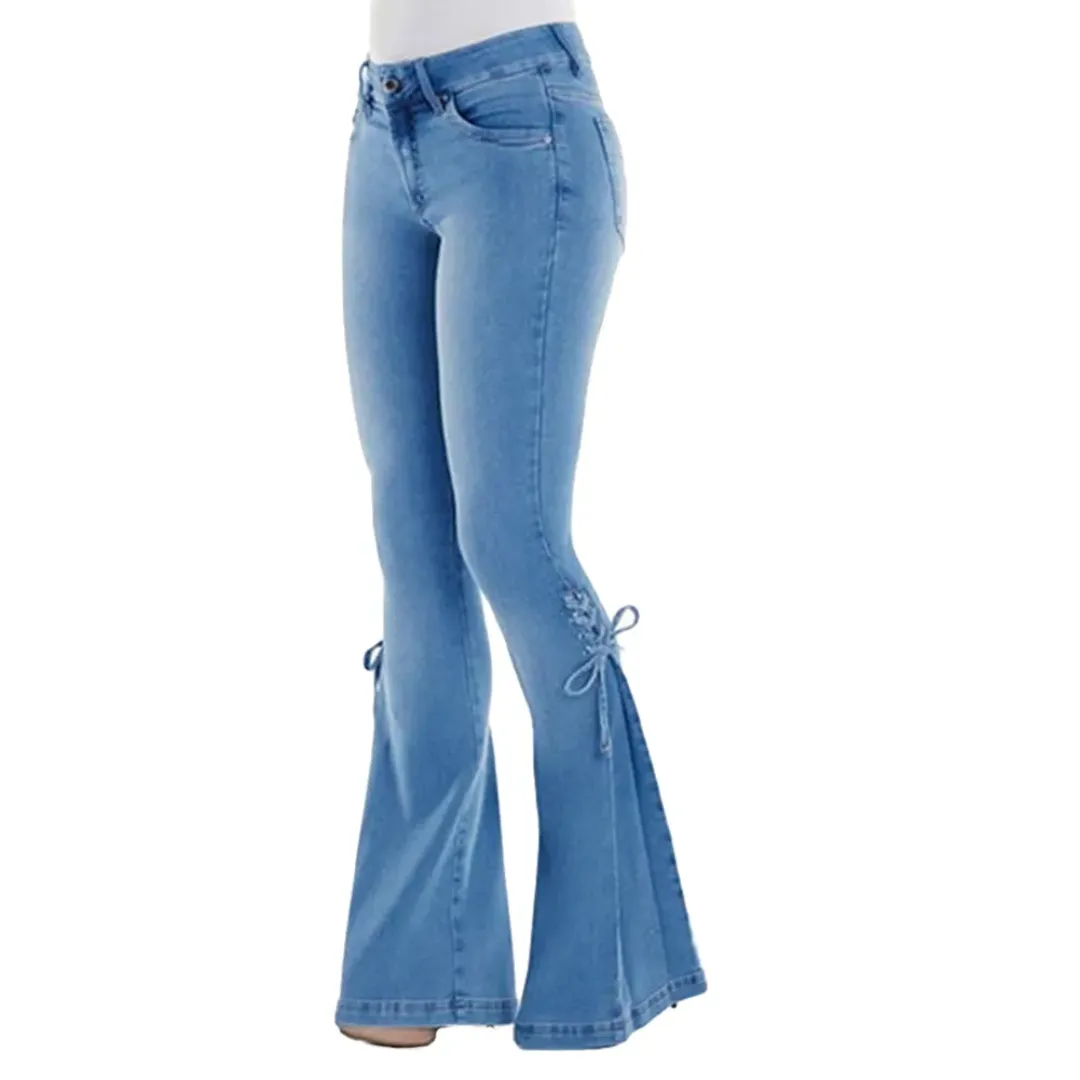 Lace-Up Flare Jeans