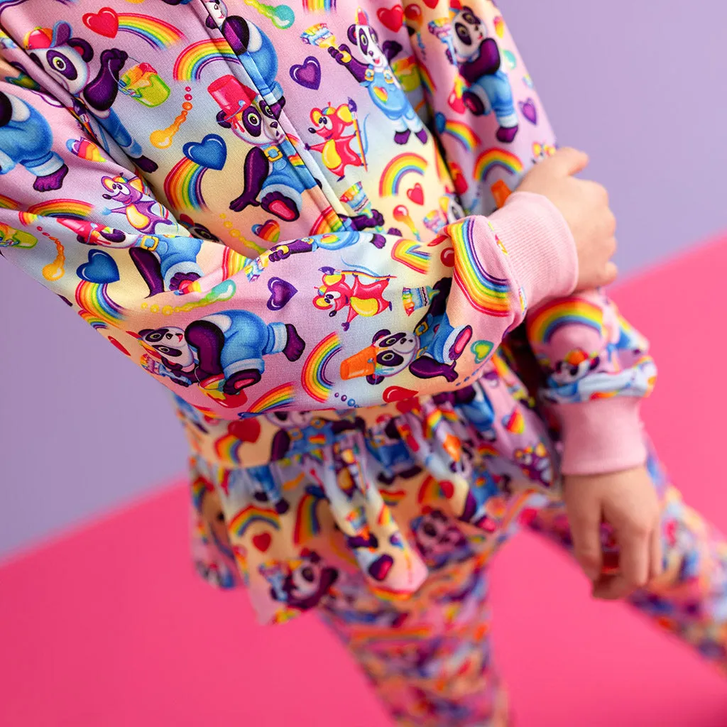 Lisa Frank® Panda Painter French Terry Ruffled Zippered Hoodie