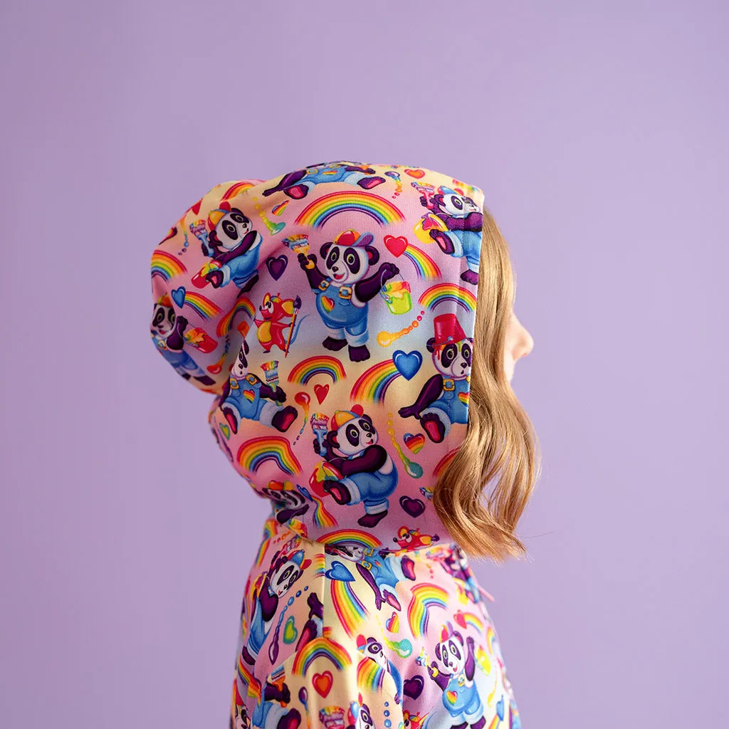 Lisa Frank® Panda Painter French Terry Ruffled Zippered Hoodie