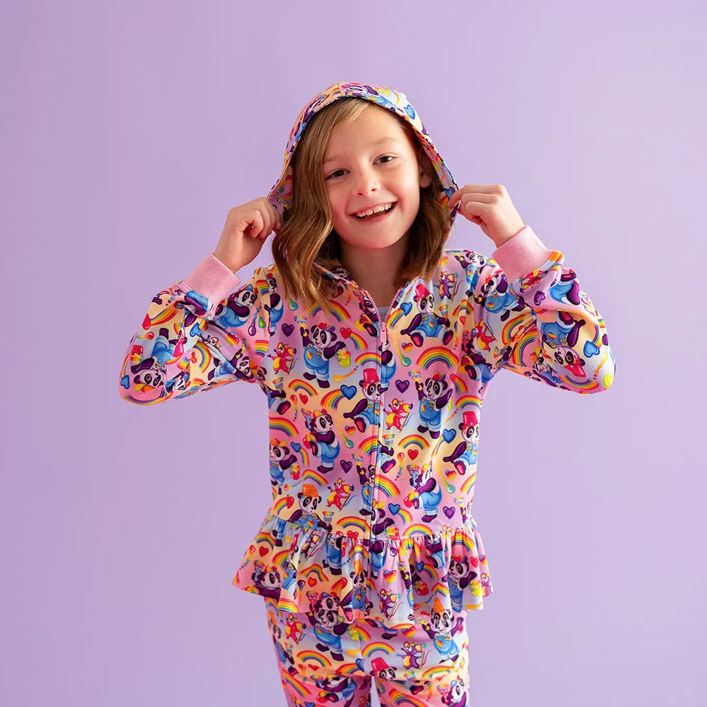 Lisa Frank® Panda Painter French Terry Ruffled Zippered Hoodie
