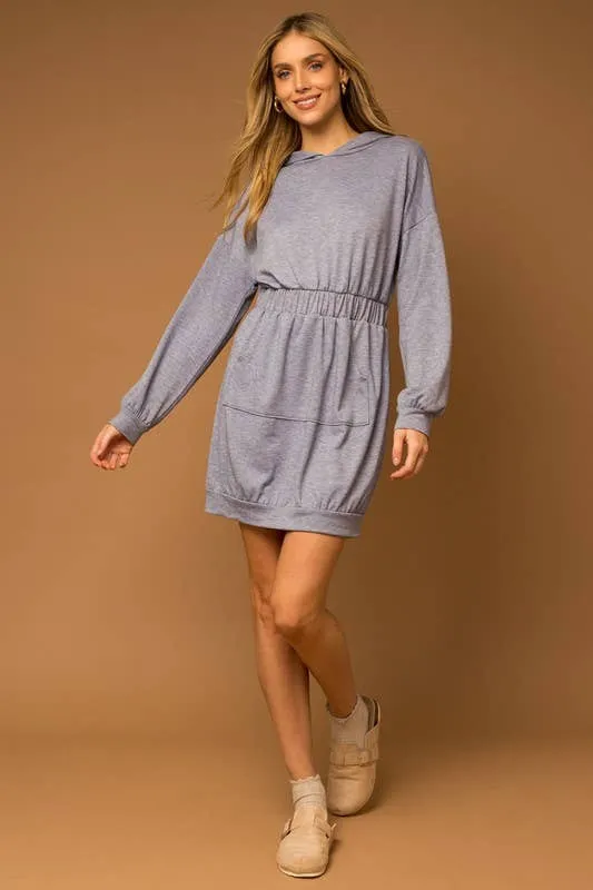 Long Sleeve Kangaroo Pocket Hoodie Dress