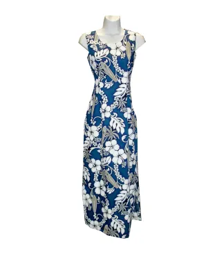Long Sleeveless Hawaiian Tank Dress Classic Hibiscus