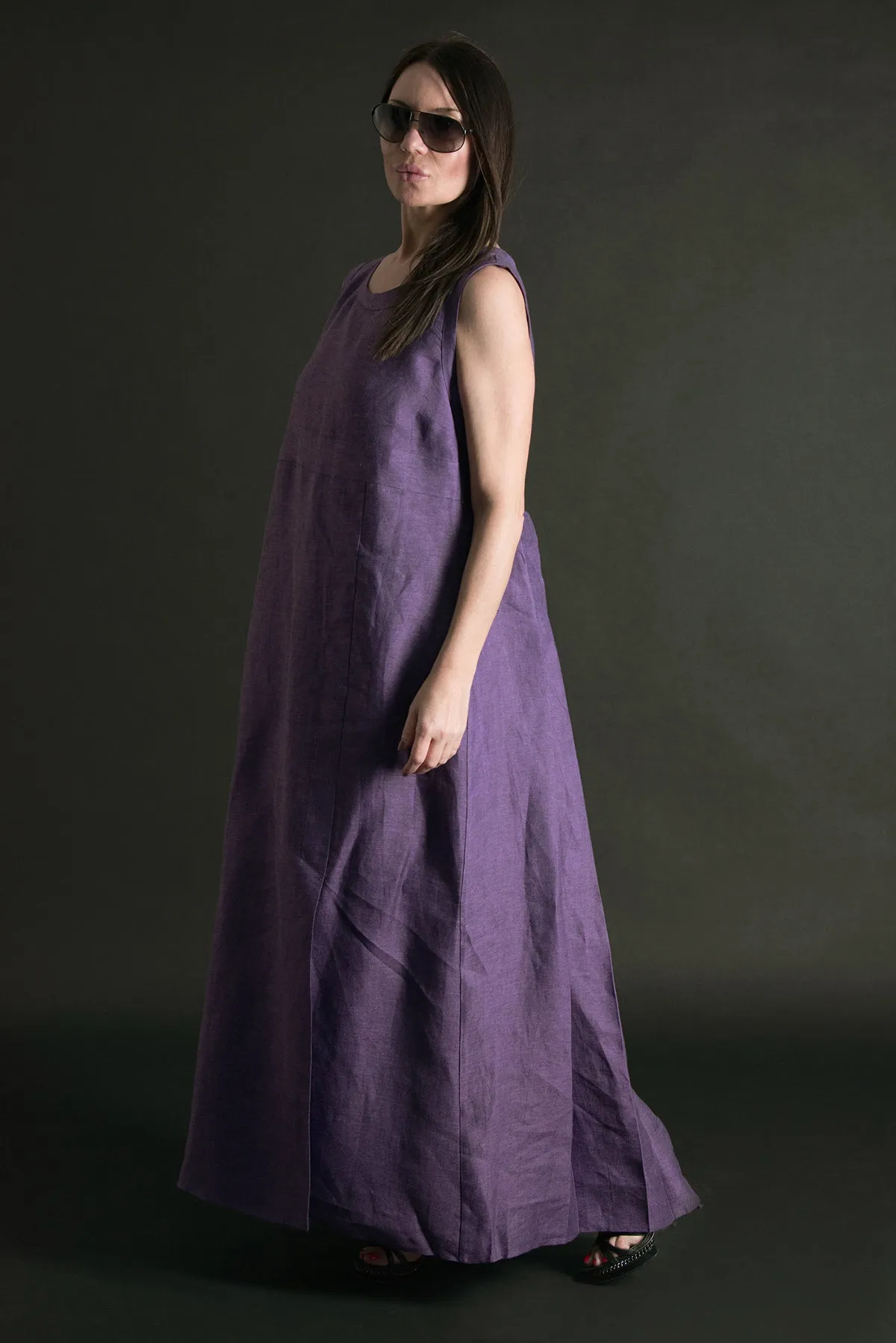 Long Sleeveless Linen  Dress AMBER