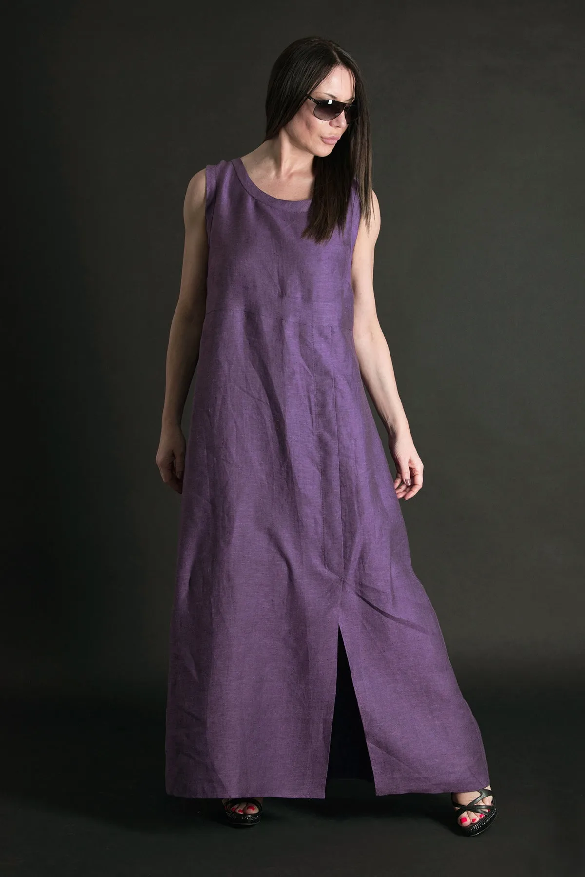 Long Sleeveless Linen  Dress AMBER