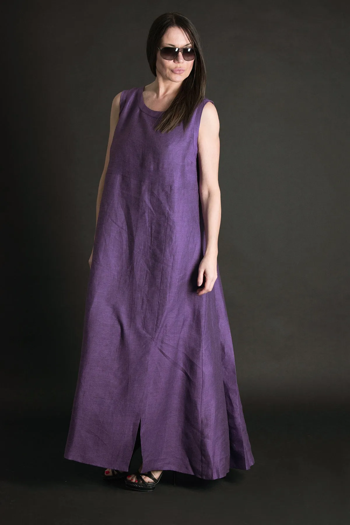 Long Sleeveless Linen  Dress AMBER