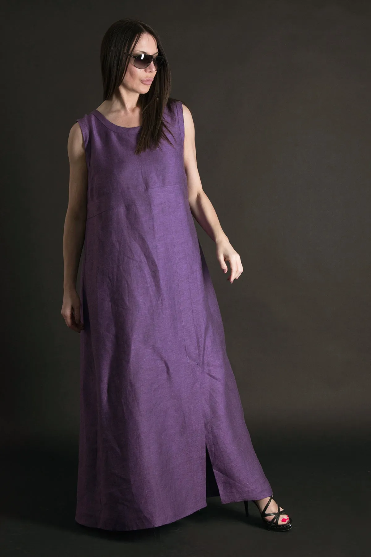Long Sleeveless Linen  Dress AMBER