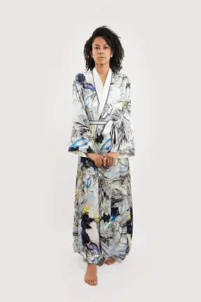 MALKA NILOFAR IVORY SILK ROBE