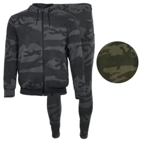Mens 2-Piece Athletic Set Hoodie Zipper Sweater Jogging Pants Camo Track Suit