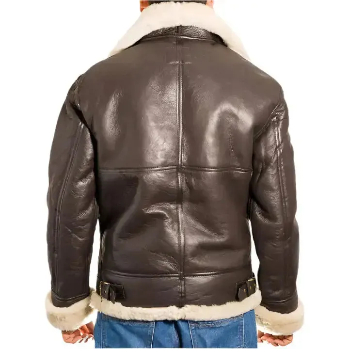 Men's Aviator B3 Dark Brown Sheepskin Bomber Jacket – Classic & Warm