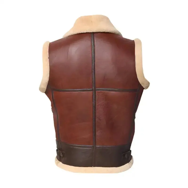 Men's Brown Shearling Leather Vest – Warm & Stylish