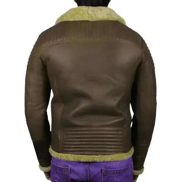 Men's Brown Sheepskin Flying Jacket Classic Aviator Style