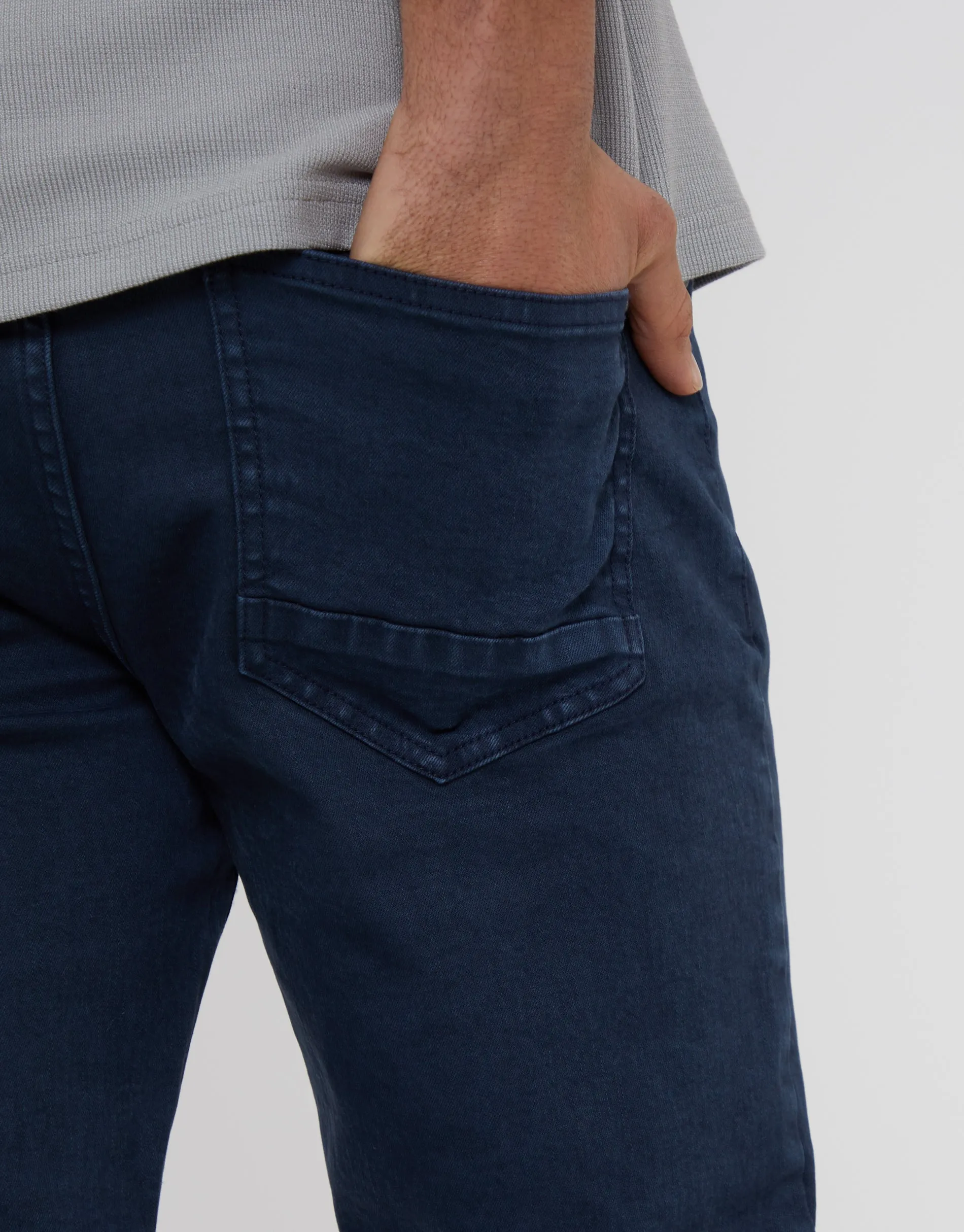 Men's Navy Slim Fit Overdyed Jeans