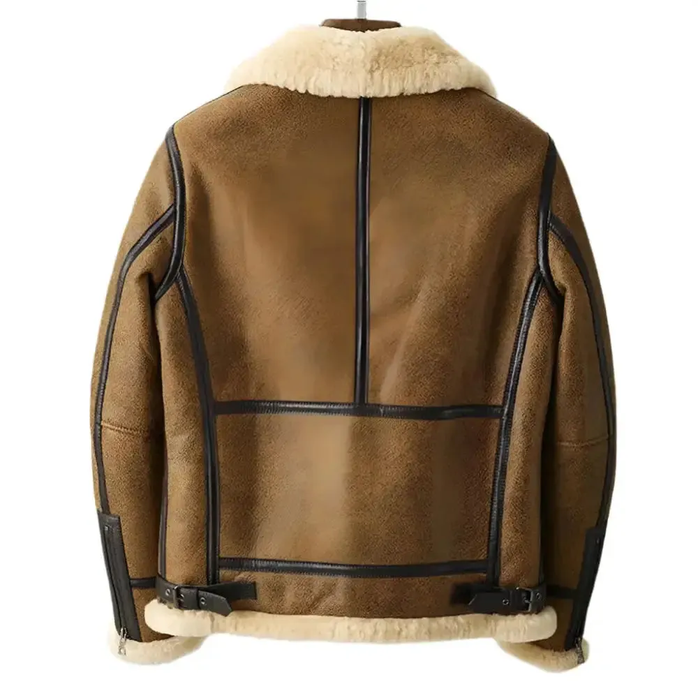Men's Vintage Brown Sheepskin B3 Bomber Jacket – Classic Flying Style