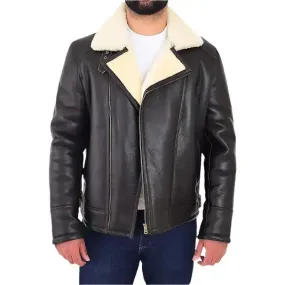 Men's X-Zip Fitted Shearling Aviator Bomber Coat – Sheepskin Flying Jacket