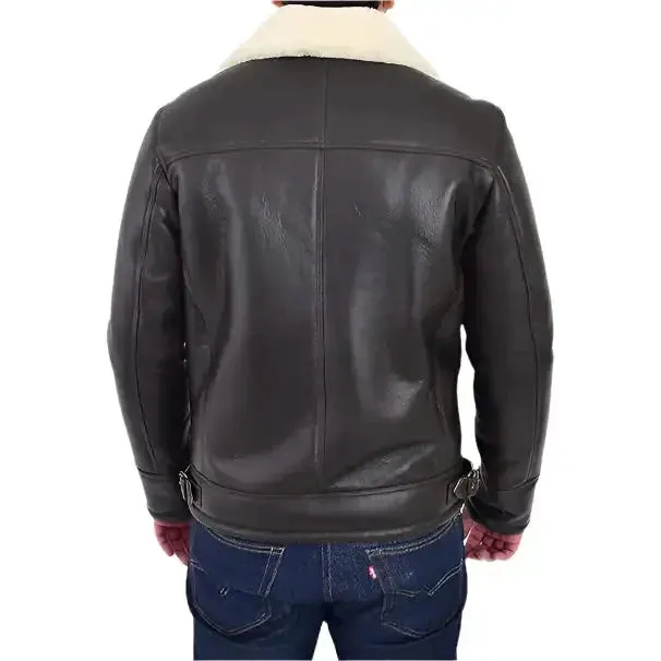 Men's X-Zip Fitted Shearling Aviator Bomber Coat – Sheepskin Flying Jacket