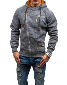 Mens Zip Up Hoodie with Zipper Details